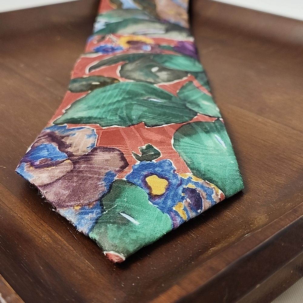 Vintage Henry Alan Necktie, Large Floral Painting Print, Vintage Suit Menswear